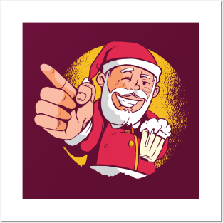 Cool Santa with Beer Posters and Art